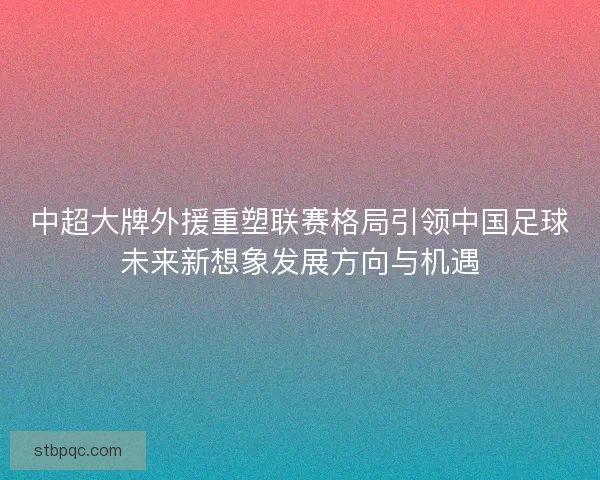 中超大牌外援重塑联赛格局引领中国足球未来新想象发展方向与机遇