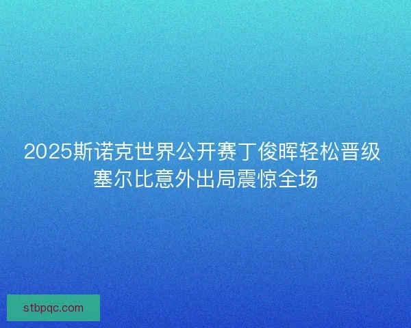 2025斯诺克世界公开赛丁俊晖轻松晋级 塞尔比意外出局震惊全场